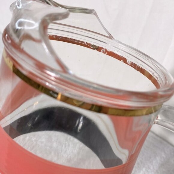 Vintage Glass Pitcher W Pink Black Gold Stripes - Picture 10 of 12